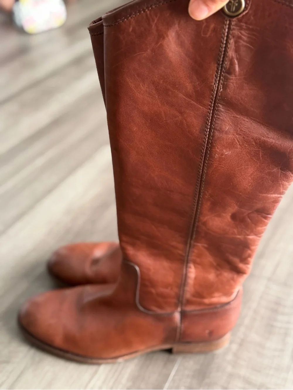 Frye Womens Sz 10 Melissa Button 2 Leather Knee High Pull-On Riding Boots Cognac